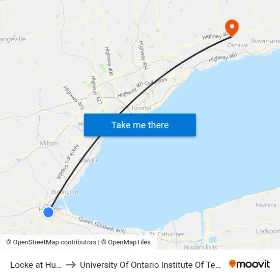 Locke at Hunter to University Of Ontario Institute Of Technology map