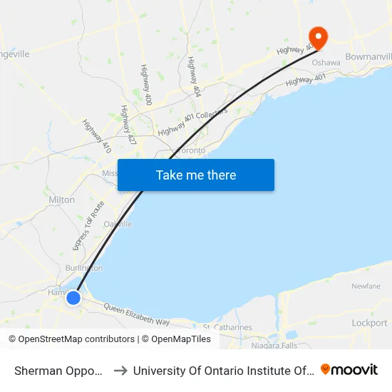 Sherman Opposite Fife to University Of Ontario Institute Of Technology map