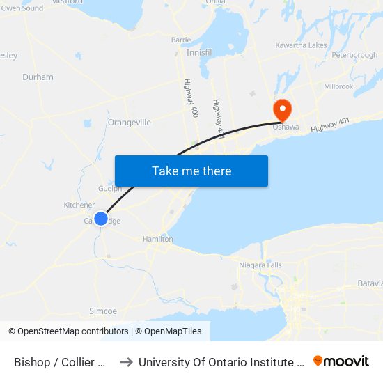 Bishop / Collier Macmillan to University Of Ontario Institute Of Technology map