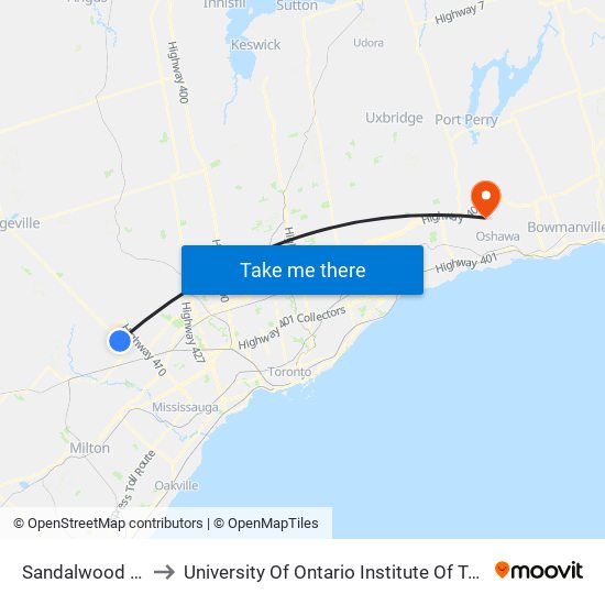 Sandalwood Loop to University Of Ontario Institute Of Technology map