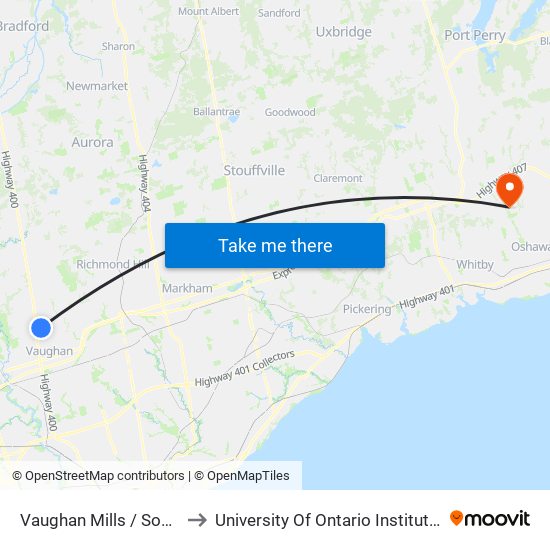 Vaughan Mills / South Entrance to University Of Ontario Institute Of Technology map