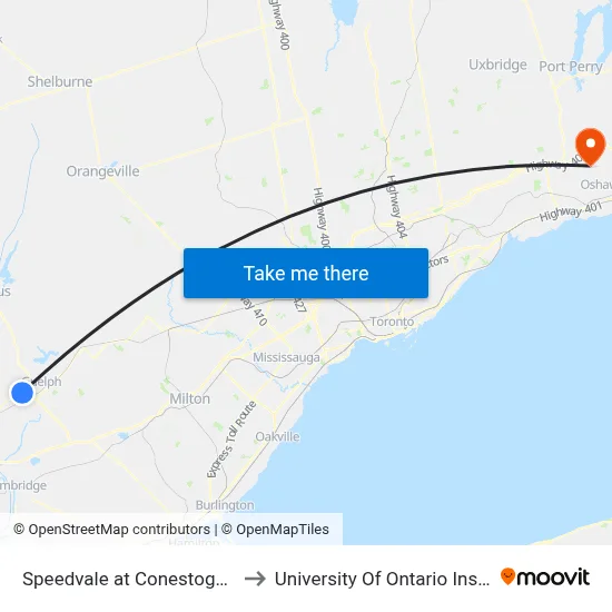 Speedvale at Conestoga College Eastbound to University Of Ontario Institute Of Technology map