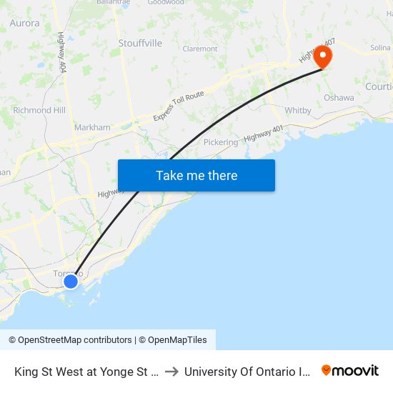 King St West at Yonge St West Side - King Station to University Of Ontario Institute Of Technology map