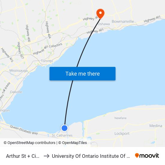 Arthur St + Cindy Dr to University Of Ontario Institute Of Technology map