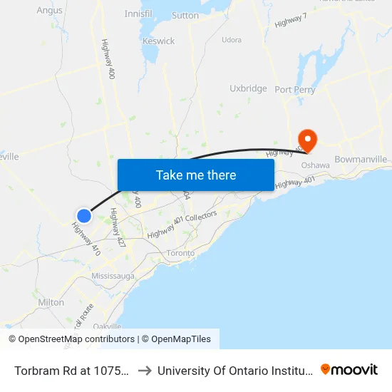 Torbram Rd at 10755 Torbram Rd to University Of Ontario Institute Of Technology map