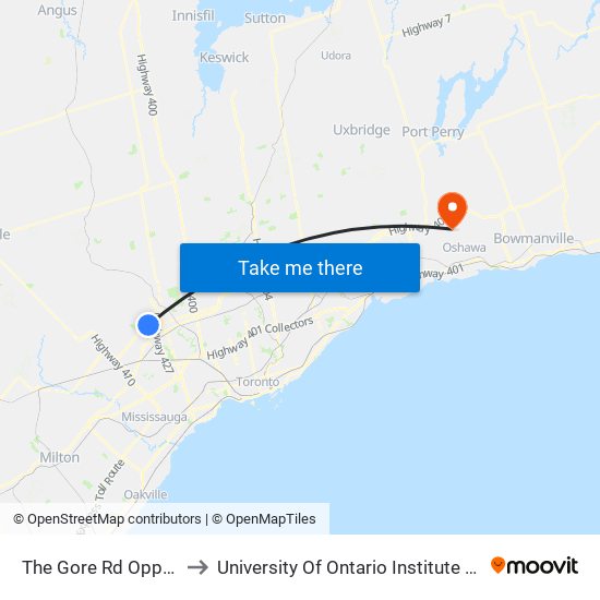 The Gore Rd Opp Fogal Rd to University Of Ontario Institute Of Technology map