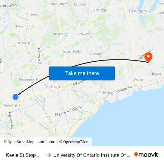 Keele St Stop # 3927 to University Of Ontario Institute Of Technology map