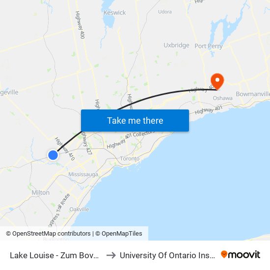Lake Louise - Zum Bovaird Station Stop Eb to University Of Ontario Institute Of Technology map