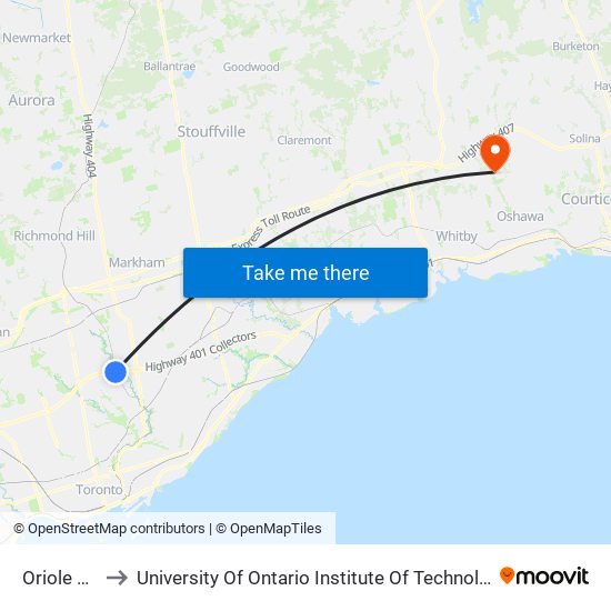 Oriole Go to University Of Ontario Institute Of Technology map