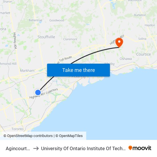Agincourt Go to University Of Ontario Institute Of Technology map