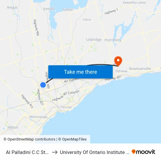 Al Palladini C.C Stop # 4411 to University Of Ontario Institute Of Technology map