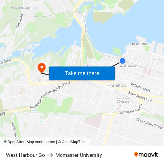 West Harbour Go to Mcmaster University map