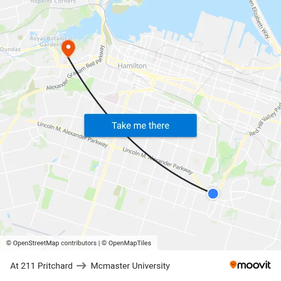 At 211 Pritchard to Mcmaster University map