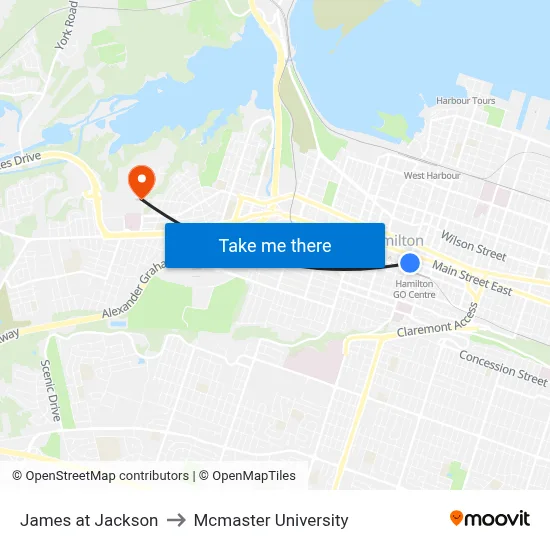 James at Jackson to Mcmaster University map