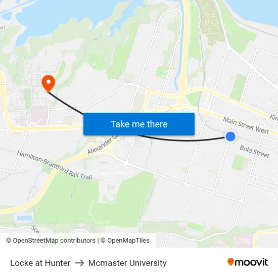 Locke at Hunter to Mcmaster University map