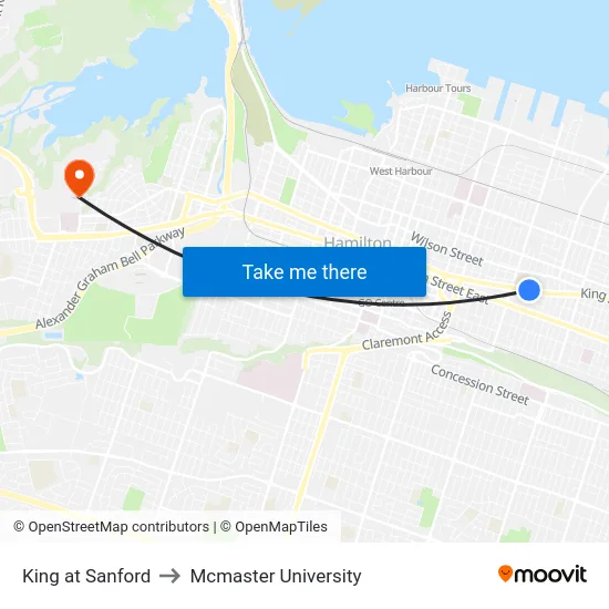 King at Sanford to Mcmaster University map