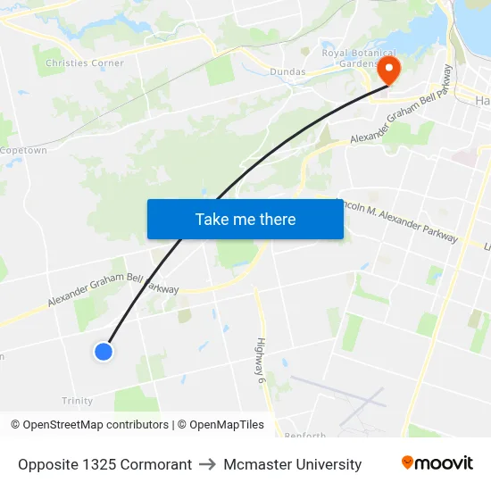 Opposite 1325 Cormorant to Mcmaster University map
