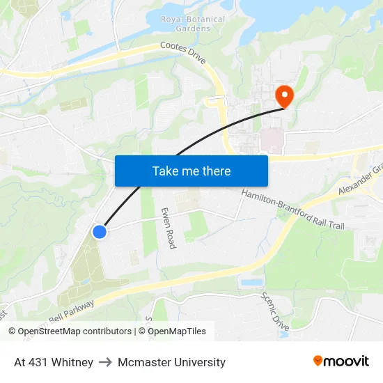 At 431 Whitney to Mcmaster University map
