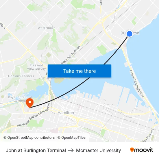 John at Burlington Terminal to Mcmaster University map
