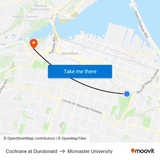 Cochrane at Dundonald to Mcmaster University map