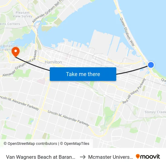 Van Wagners Beach at Barangas to Mcmaster University map