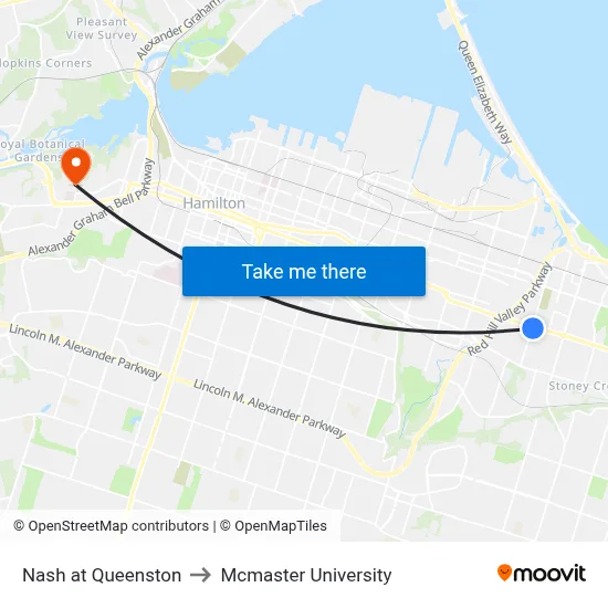 Nash at Queenston to Mcmaster University map