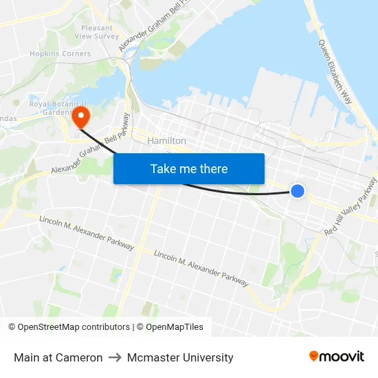 Main at Cameron to Mcmaster University map