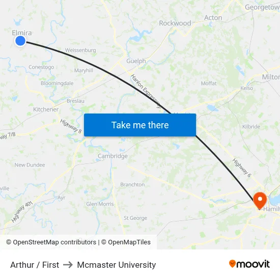Arthur / First to Mcmaster University map