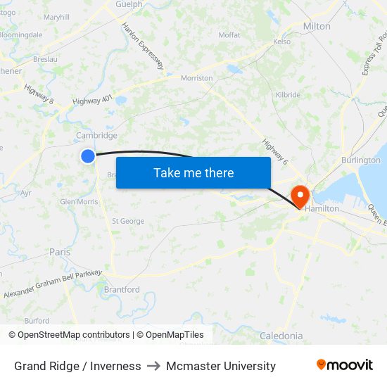 Grand Ridge / Inverness to Mcmaster University map