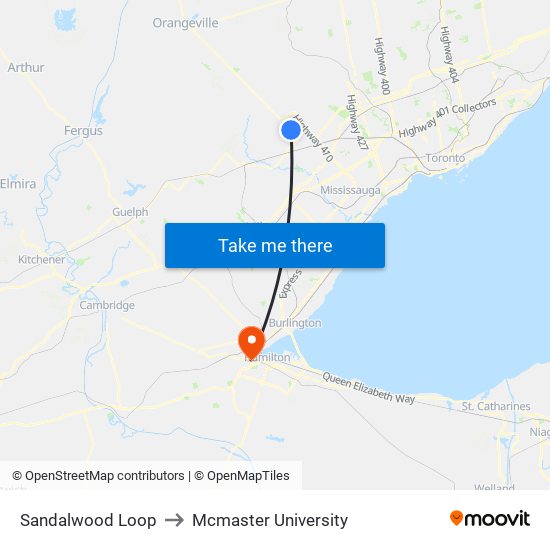 Sandalwood Loop to Mcmaster University map