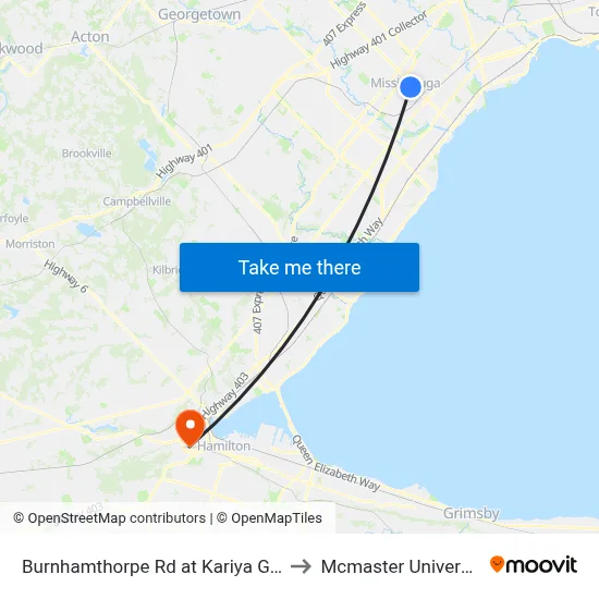 Burnhamthorpe Rd at Kariya Gate to Mcmaster University map