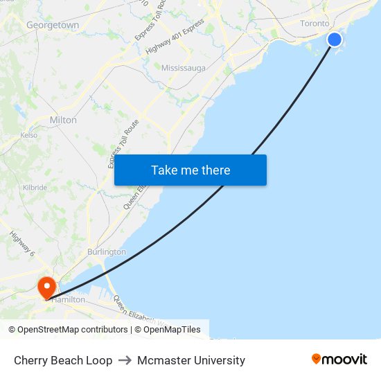 Cherry Beach Loop to Mcmaster University map