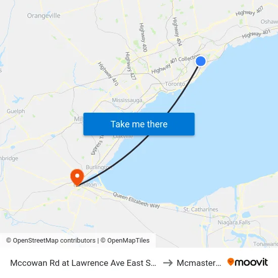 Mccowan Rd at Lawrence Ave East Scarborough General Hospital to Mcmaster University map