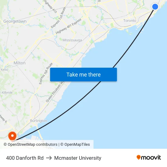 400 Danforth Rd to Mcmaster University map