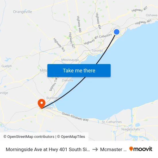 Morningside Ave at Hwy 401 South Side - Wlkwy To Lampman Dr to Mcmaster University map