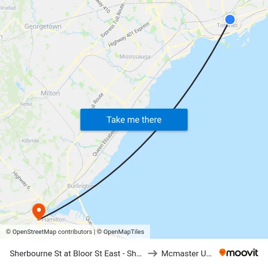 Sherbourne St at Bloor St East - Sherbourne Station to Mcmaster University map