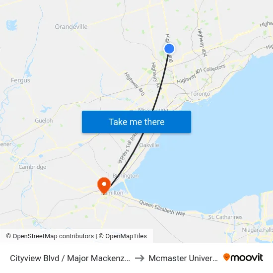 Cityview Blvd / Major Mackenzie Dr to Mcmaster University map