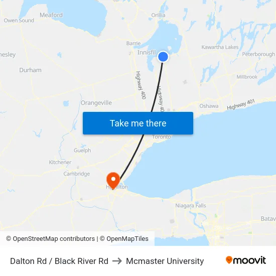 Dalton Rd / Black River Rd to Mcmaster University map