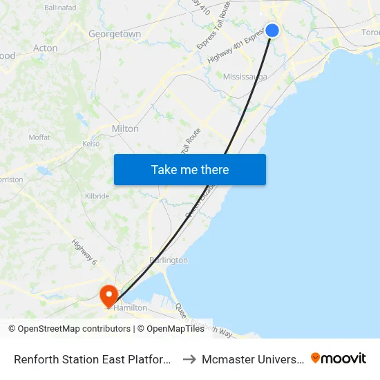 Renforth Station East Platform 7 to Mcmaster University map