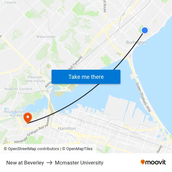 New at Beverley to Mcmaster University map