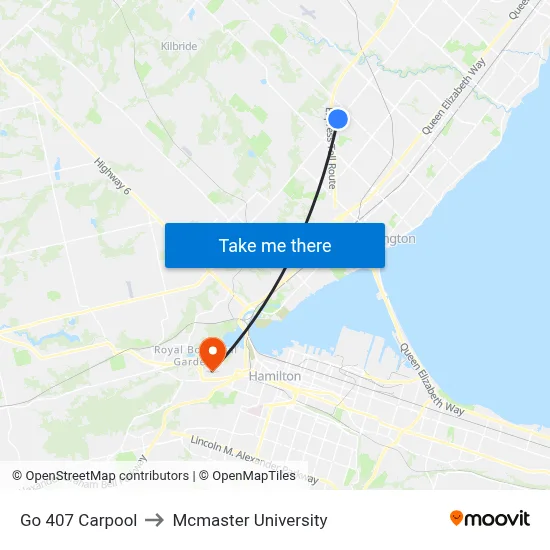 Go 407 Carpool to Mcmaster University map