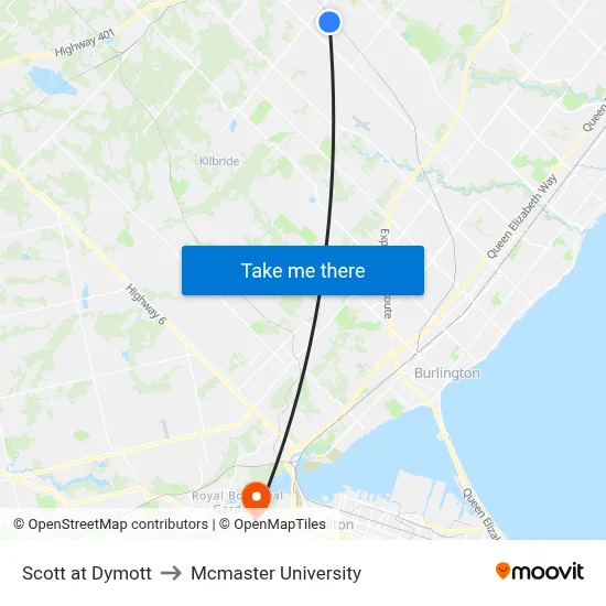 Scott at Dymott to Mcmaster University map