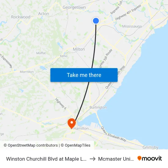 Winston Churchill Blvd at Maple Lodge Farms to Mcmaster University map