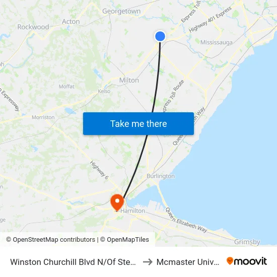 Winston Churchill Blvd N/Of Steeles Ave to Mcmaster University map