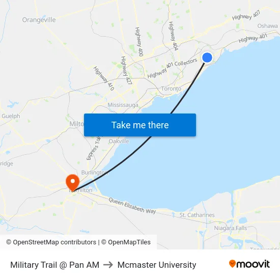 Military Trail @ Pan AM to Mcmaster University map