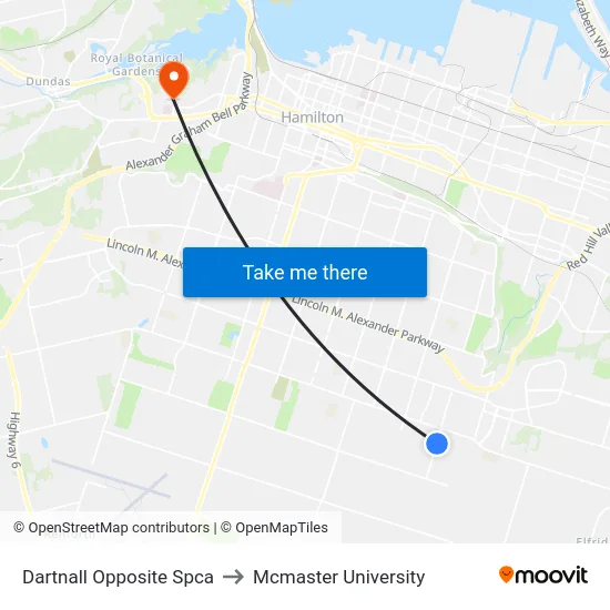 Dartnall Opposite Spca to Mcmaster University map