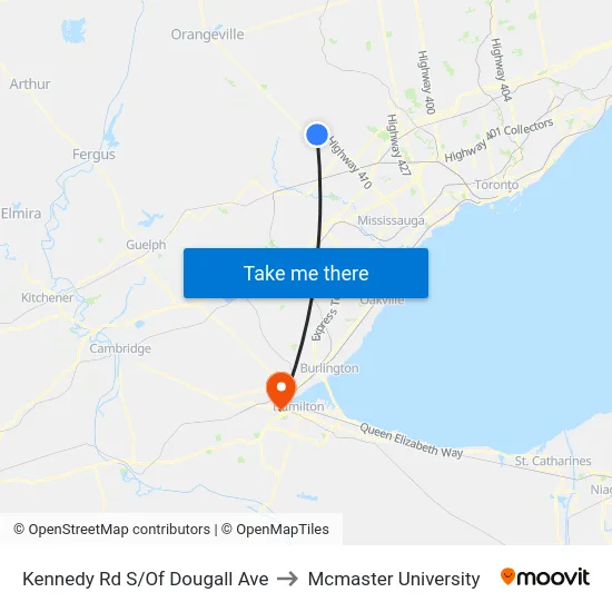 Kennedy Rd S/Of Dougall Ave to Mcmaster University map