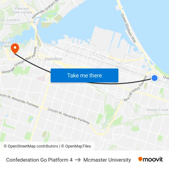 Confederation Go Platform 4 to Mcmaster University map