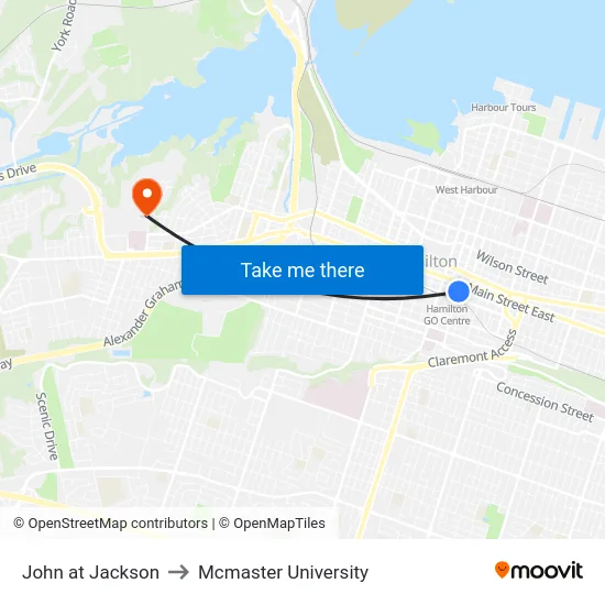 John at Jackson to Mcmaster University map