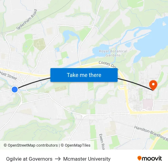 Ogilvie at Governors to Mcmaster University map
